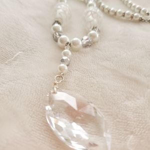 Large pearl and crystal white necklace